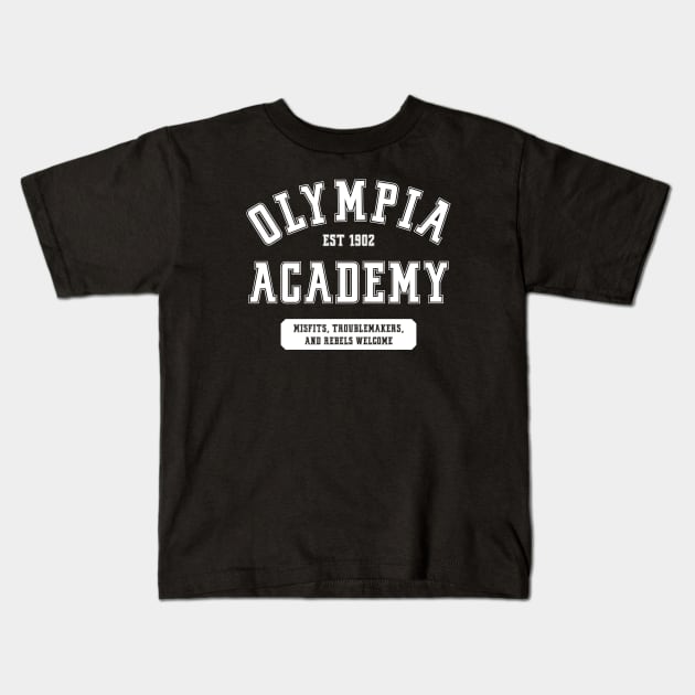 Olympia Academy in White Kids T-Shirt by juniperandspruce